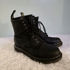 Women's Edgy Dr.Martens Black Leather Combat Boots Size 37